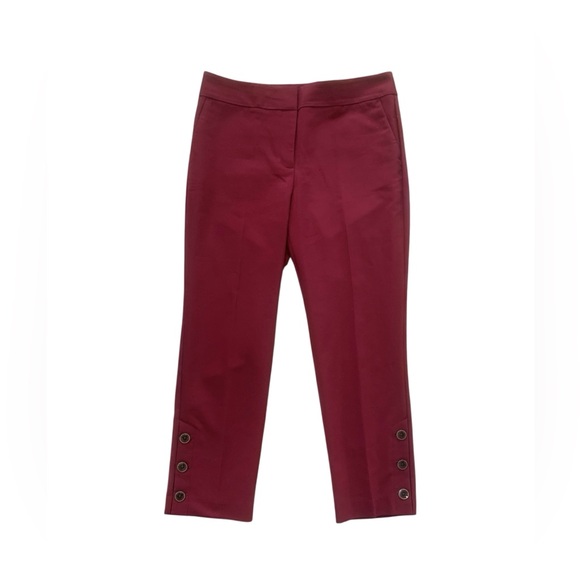 Ann Taylor Pants - Ann Taylor Factory Cranberry Ankle Pants Button Hem Career Workwear Size 6